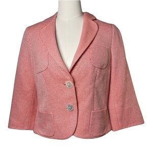 Rena Lange Silk Blend Blazer Vermilion and White US Women’s Size 10